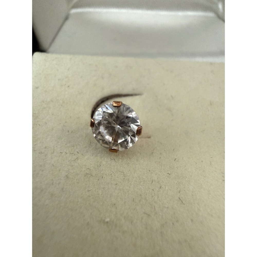 Single 10K Yellow Gold Round Cubic Zirconia Stud Earring 6mm 1ct Replacement